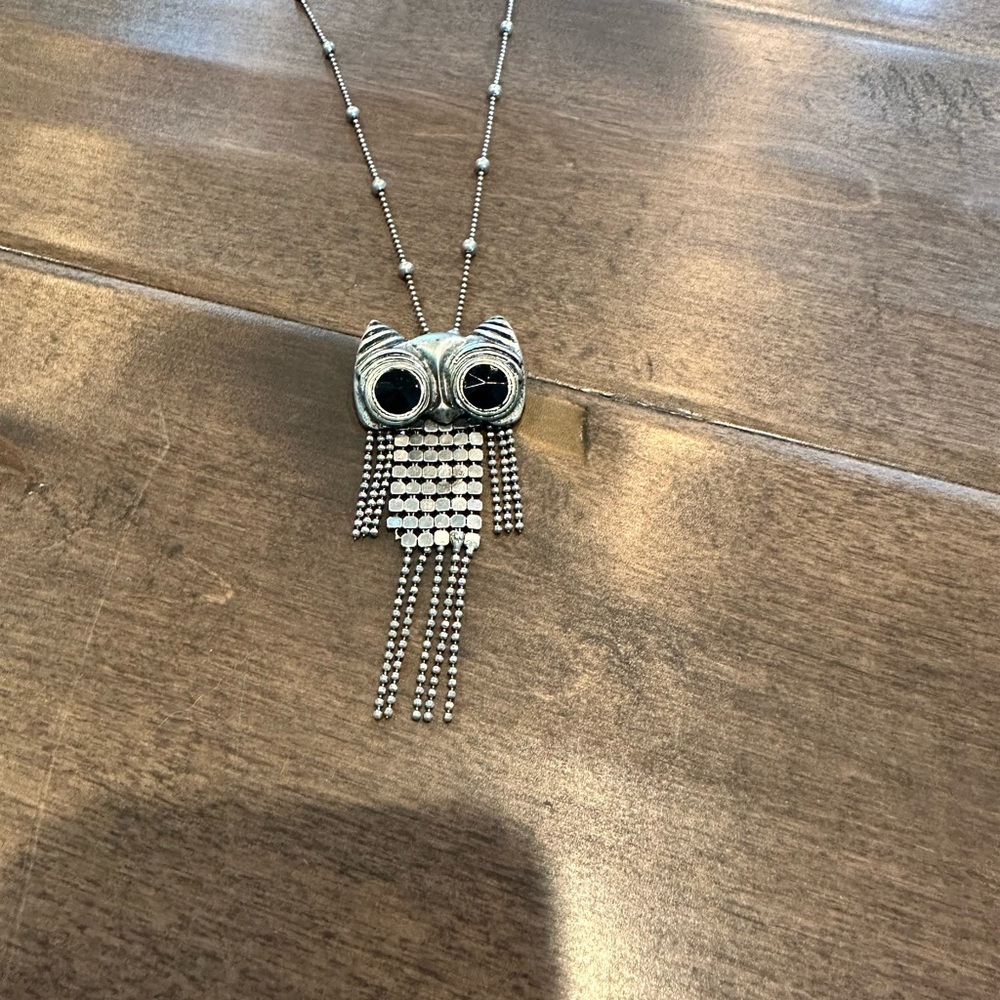 Owl necklace- black and silver